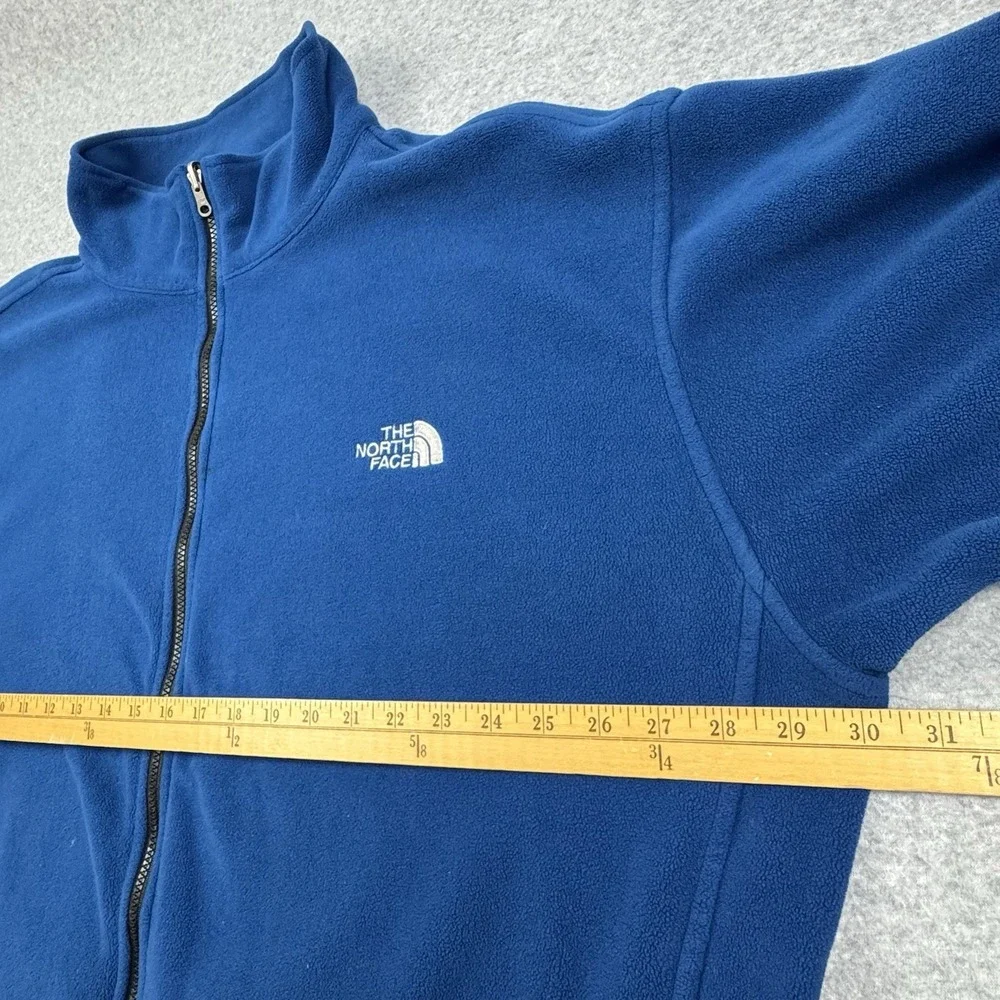 The North Face Fleece Jacket Mens XXL Blue Full Zip Mock‎ Neck Sweater Outdoor